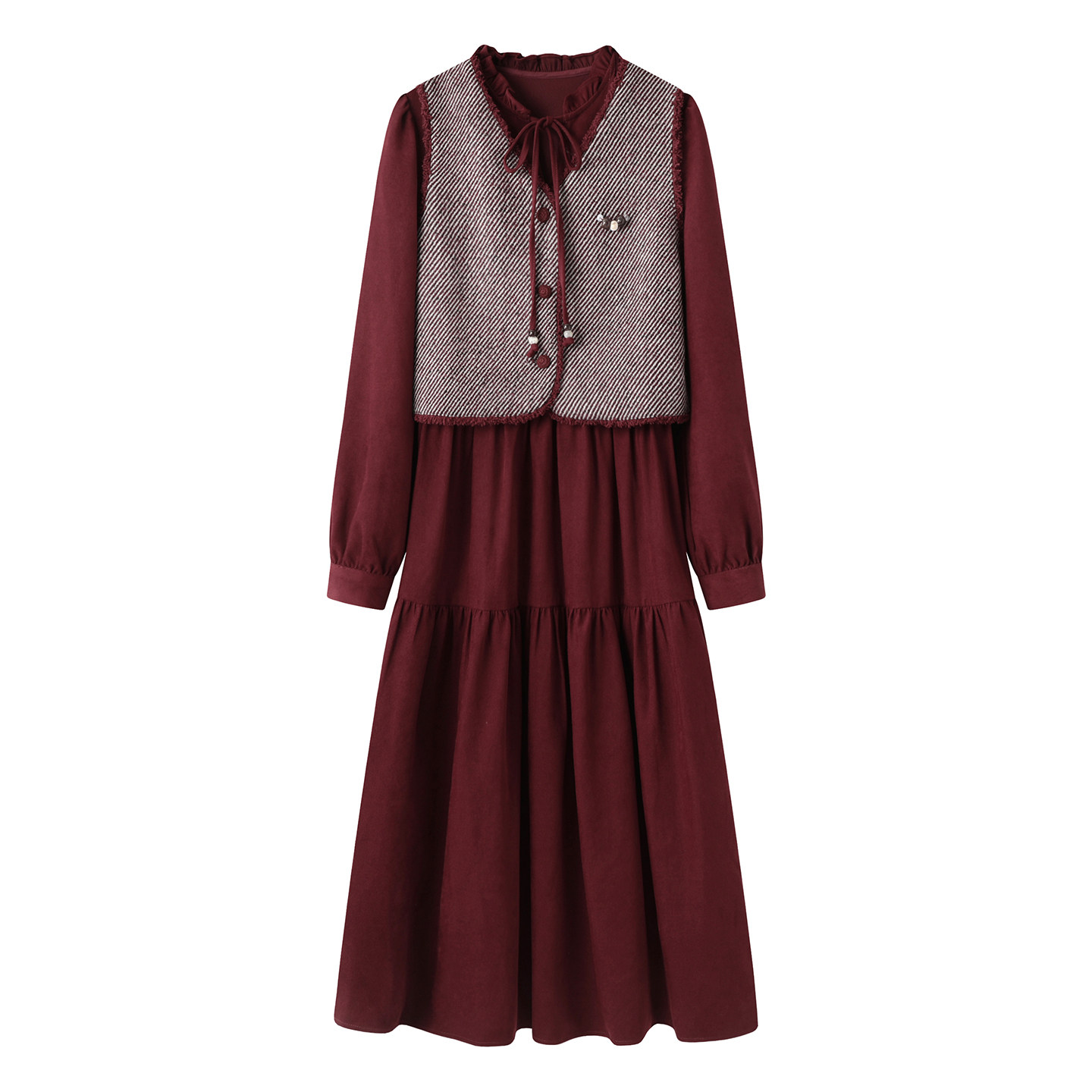 影系~法式气质复古百搭马甲连衣裙女2025秋款时尚整套穿搭两件套,女装/女士精品,连衣裙,淘宝优惠券,粉丝福利购,淘宝优惠卷