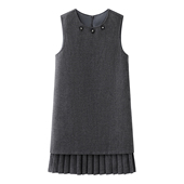 灰色圆领无袖 2026春季 新款 背心连衣裙女高级感直筒a字拼接百褶裙