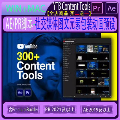 AE/PR脚本-视频社交媒体图文元素包装动画预设 YTB Content Tools