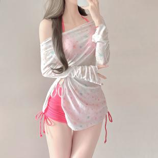 泳衣女款 防晒性感纯欲风绝美女士度假泡温泉 分体比基尼三件套罩衫