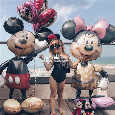 迪士尼乐园同款米奇米妮站立散步气球宝宝周岁生日派对布置装饰