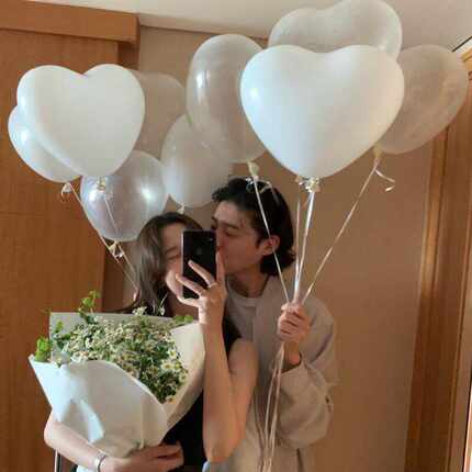ins网红爱心气球白色心形乳胶生日装饰表白场景求婚布置拍照道具