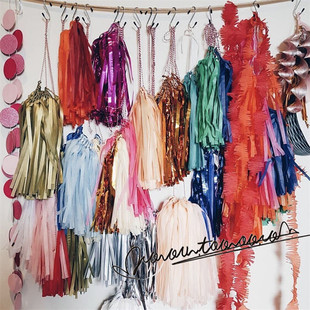 扮节庆布置用品 饰穗穗纸花生日派对装 35纸流苏拉花丝带气球装