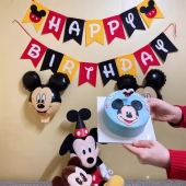 米老鼠迪士尼主题米奇儿童生日派对餐椅拉旗宝宝周岁拉花派对布置