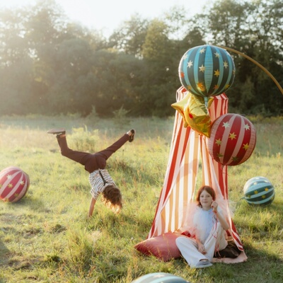 立体条纹圆形气球马戏团主题派对