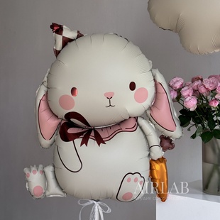 兔子气球卡通动物铝膜球宝宝百天百日生日派对用品装饰一周岁布置