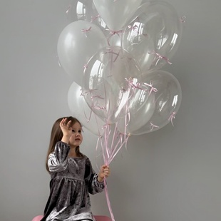 ins珠光白透气球diy蝴蝶结丝带绳子飘空节日装扮用品开业庆典布置