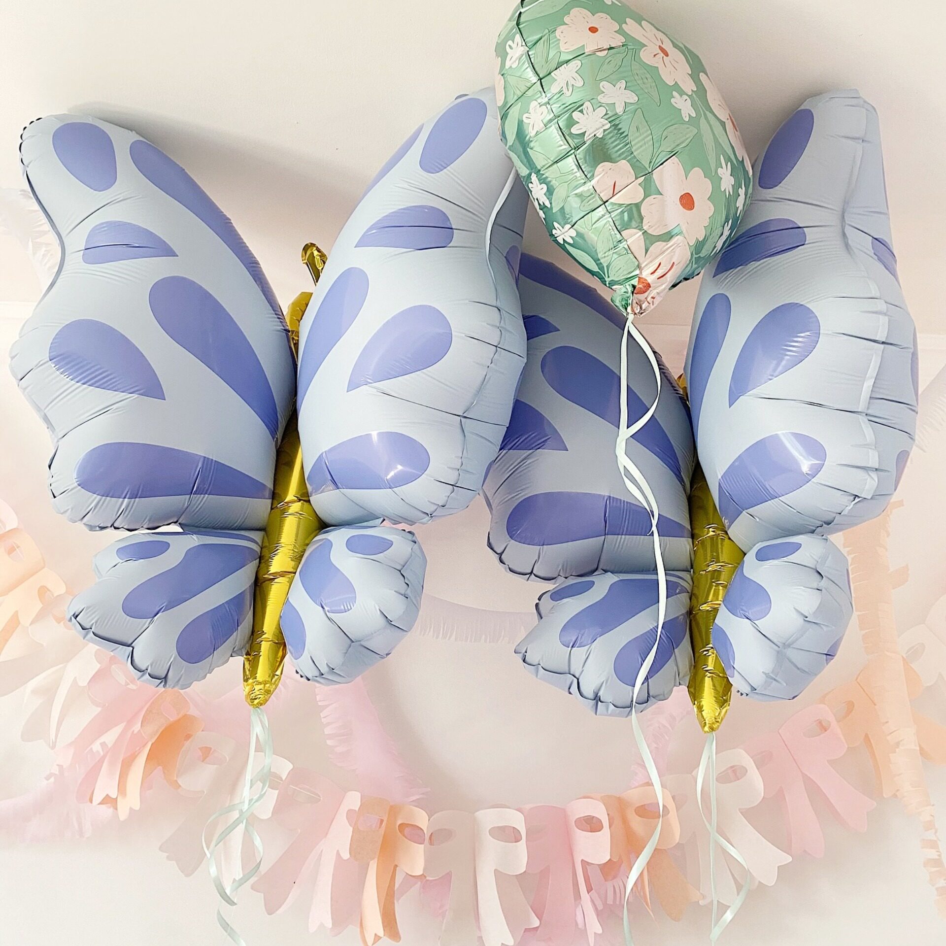 3D蓝粉色蝴蝶气球铝膜立体卡通派对套餐装饰布置场景拍照道具用品