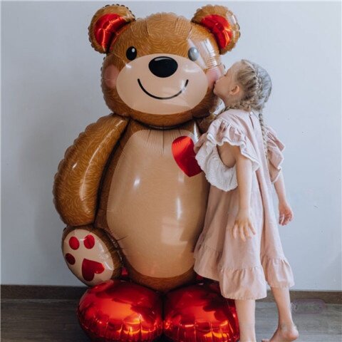 小熊铝膜卡通大型站立款泰迪熊气球生日惊喜礼物玩偶派对布置装饰