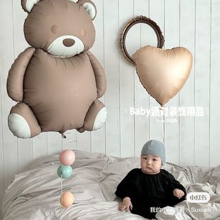 日式 饰布置数字气球 小熊卡通铝膜气球宝宝百日拍照道具生日场景装