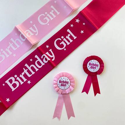 Birthday Boy girl 韩式生日礼仪带男孩女孩儿童派对胸章肩带套装