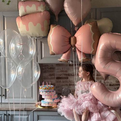 粉色蝴蝶结气球公主生日派对装饰