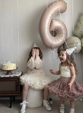 亚光糖果卡通气球冰激凌焦糖色数字铝膜球ins风气氛派对装饰用品