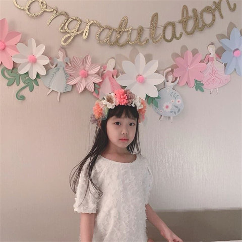 congratulations祝贺语字母金粉拉旗花朵公主ins拉花毕业派对礼物