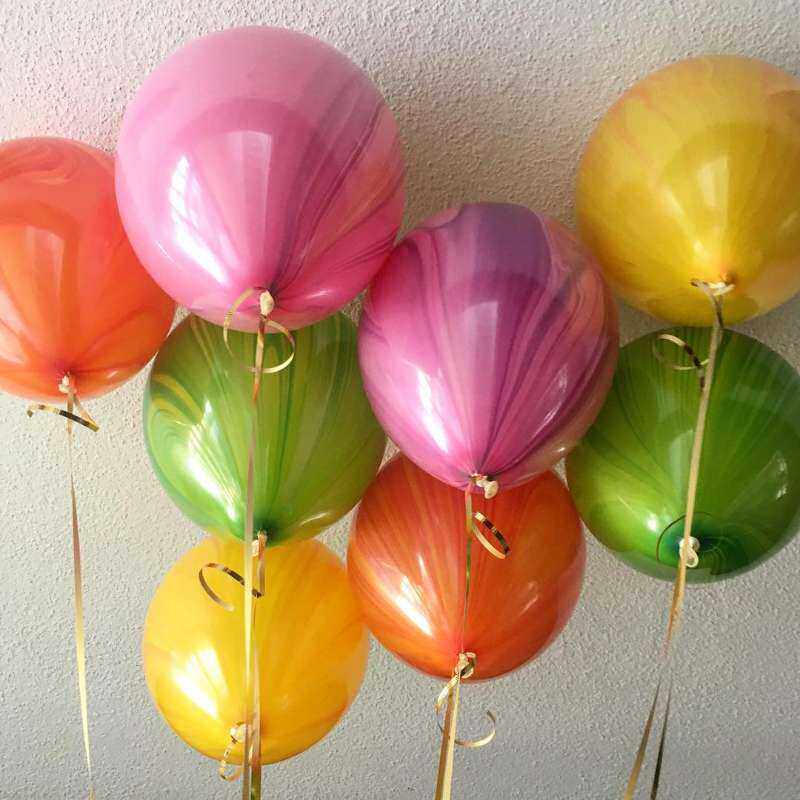 美国进口印花条纹云纹大理石纹孔雀花纹气球节日用品玛瑙乳胶气球