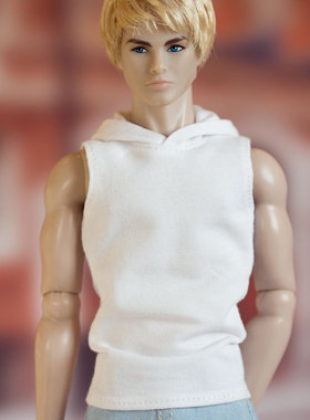 [H-201902-11]白色连帽背心/6分男娃衣 Homme