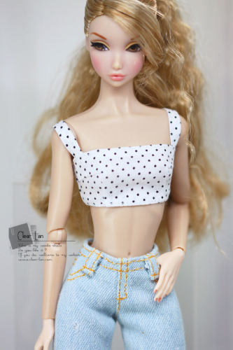[M-202203-02-A]白底波点吊带抹胸/FR Momoko Barbie OB 6分娃衣