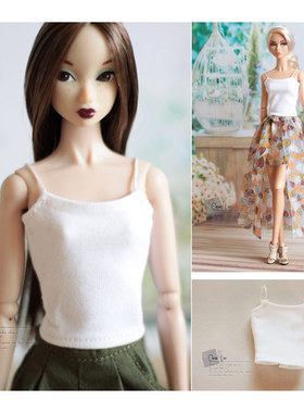 [M-201705-08]白色紧身吊带背心/FR Momoko OB娃衣