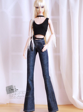 [M-201802-22]深蓝牛仔喇叭裤/FR Momoko OB 小布娃衣