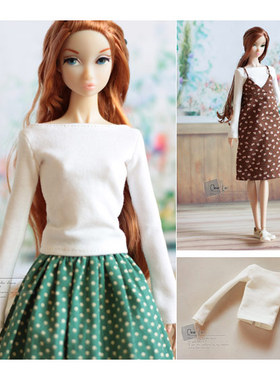 [M-201705-16]白色喇叭袖一字领上衣/FR Momoko OB娃衣