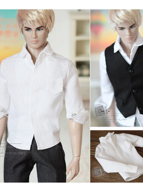 [H-201510-02]白色长袖衬衫/FR男 娃衣