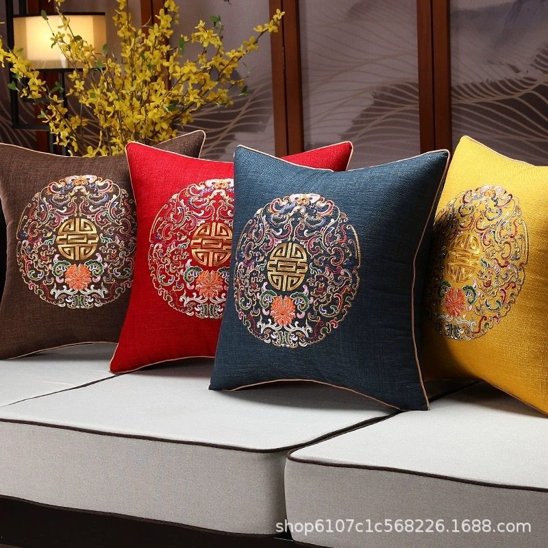 邮选新中式抱枕靠垫沙发客厅床头靠枕靠背垫含芯套定制家居布艺国,居家布艺,抱枕被,淘宝优惠券,粉丝福利购,淘宝优惠卷