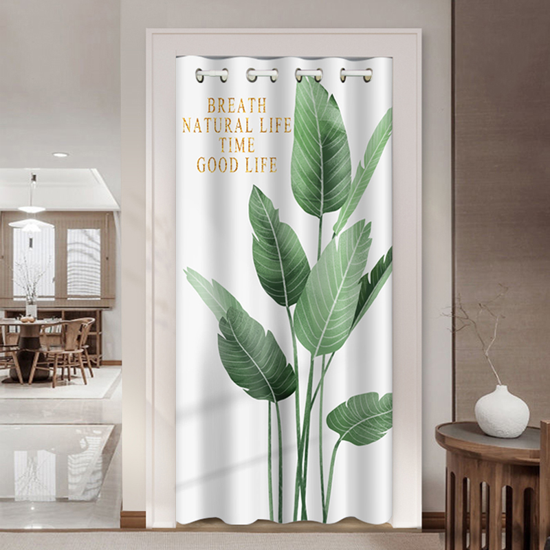 门帘夏季隔热防风植物花卉款送杆