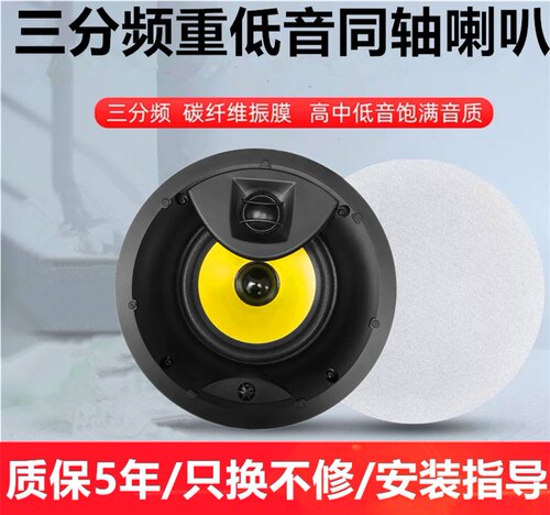 家装定阻吸顶音箱背景音乐天花板同轴喇叭家庭商用吊顶嵌入音响