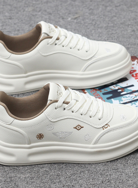 爆款国潮男鞋韩版刺绣厚底白色增高休闲板鞋时尚百搭轻便低帮潮鞋
