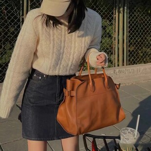 TR包真皮大容量高级感荔枝纹牛皮Margaux15手提小众通勤X10托特包