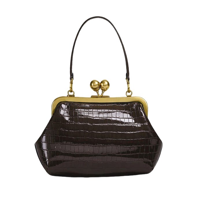 轻奢小众鳄鱼纹夹子包2026新款欧美晚宴手拿包大容量手提单肩包女