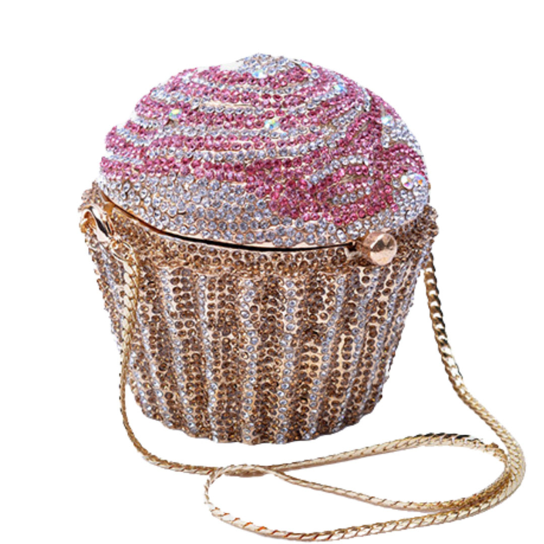 Cupcake clutch纸杯蛋糕钻包镂空金属镶钻晚宴包宴会礼服手拿女包