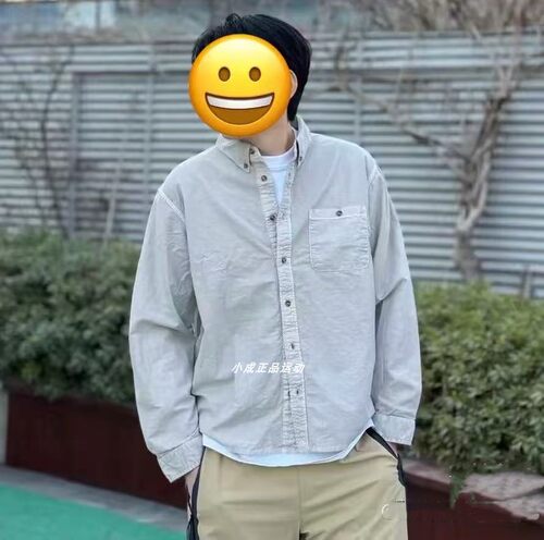耐克Nike SS25男女复古做旧褪色舒适排扣长袖衬衫 HJ7271-014-422