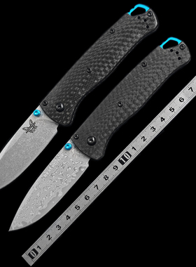 蝴蝶BM535-3碳钎维柄大马士革户外折刀露营便携EDC水果刀工具刀