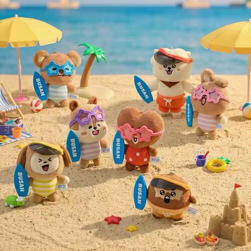 BT21釜山限定黑皮毛绒钥匙扣