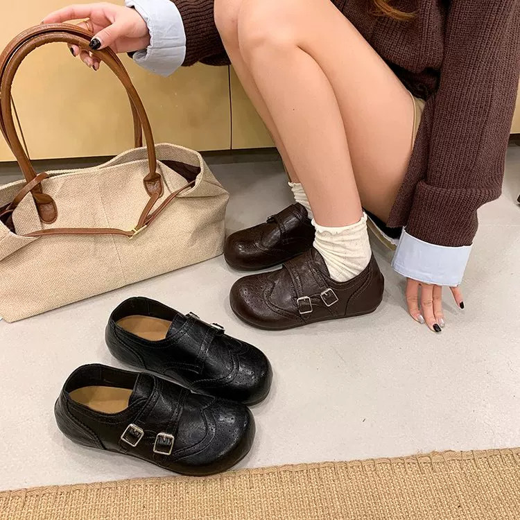 3cm内增高厚底全包勃肯鞋复古英伦风一脚蹬乐福小皮鞋英伦学院风