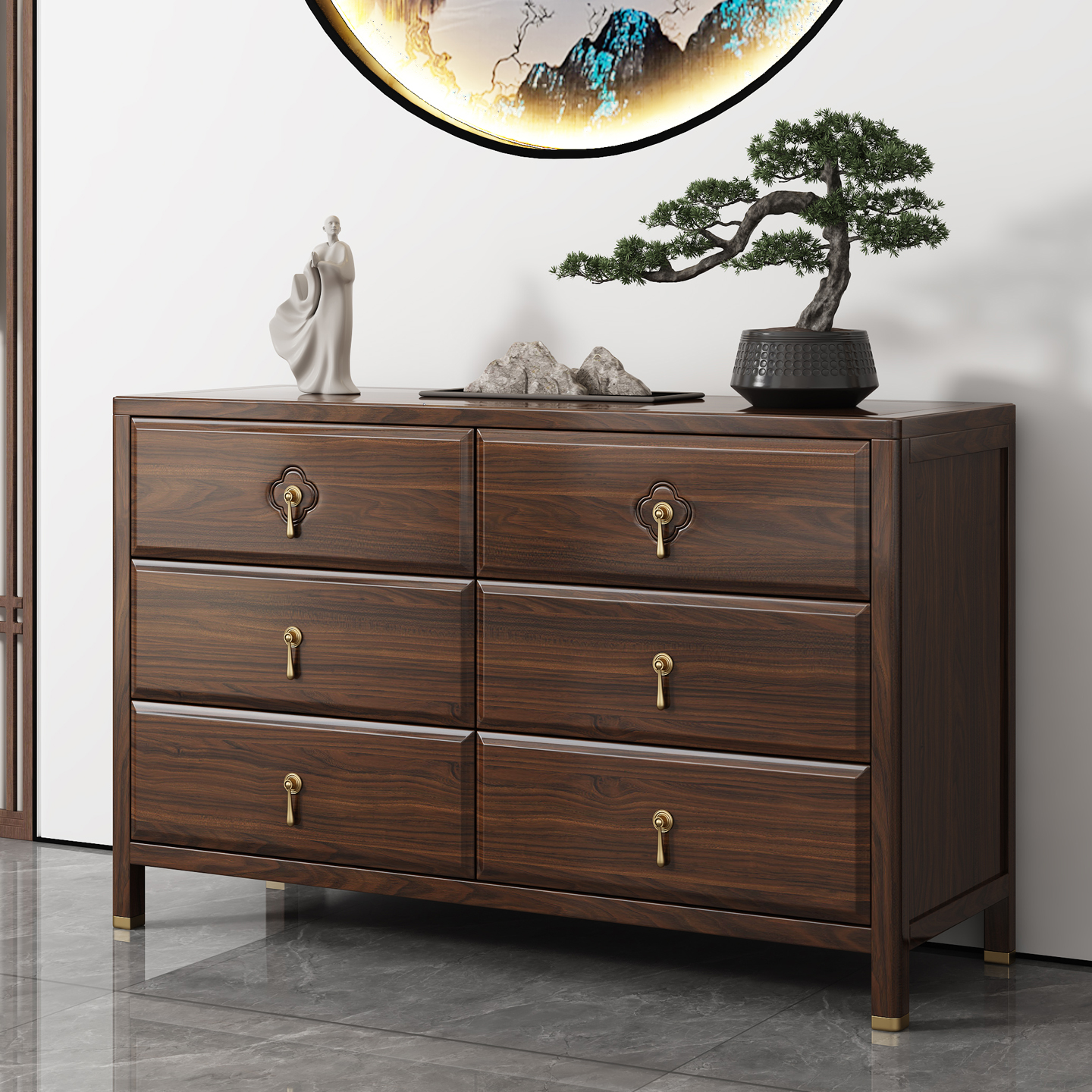 新中式斗柜全实木乌金木简约收纳