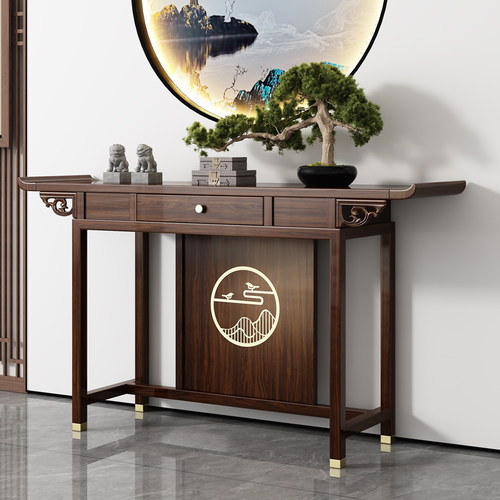 特价新中式玄关桌乌金木玄关台