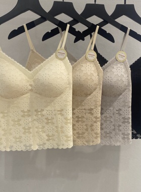 黛美芮6213新款蕾丝乳胶固定杯抹胸吊带薄款聚拢内搭外穿美背上衣