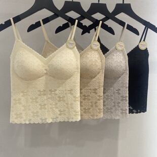 黛美芮6213新款 聚拢内搭外穿美背上衣 蕾丝乳胶固定杯抹胸吊带薄款