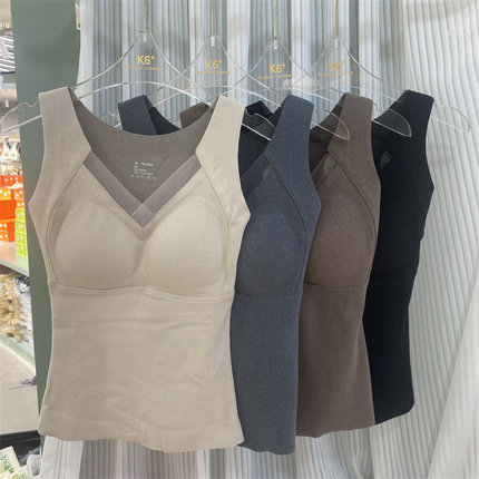 赛寇8803德绒石墨烯发热保暖背心修身一体杯免穿文胸内搭打底上衣