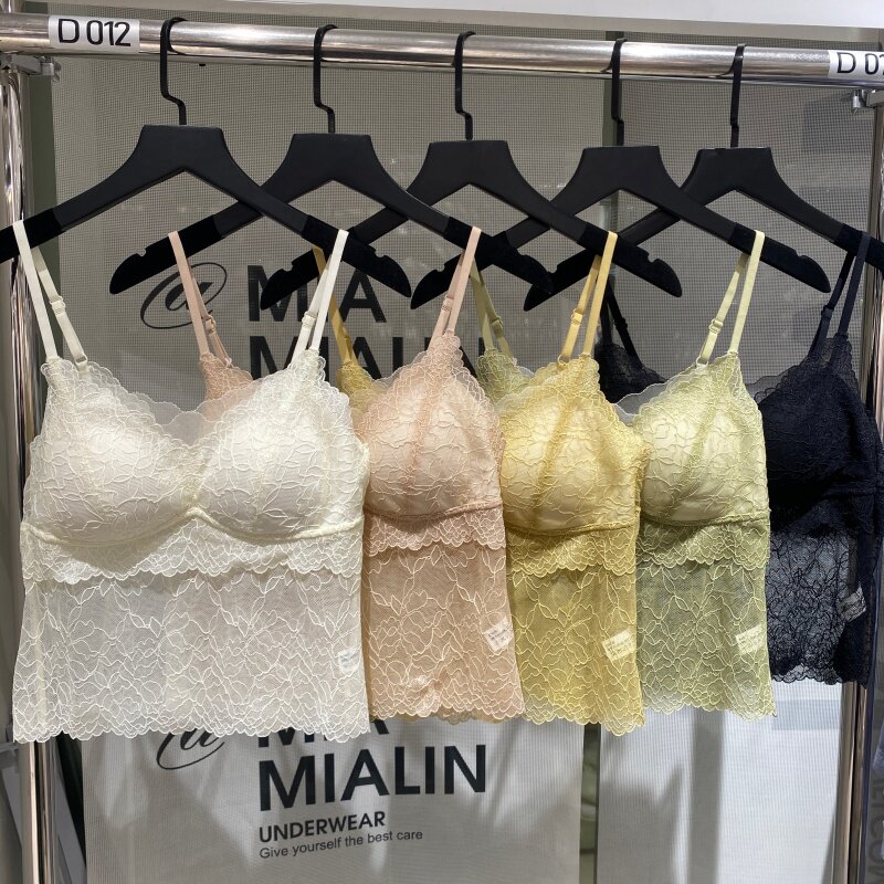 米娅林9620性感纯欲法式蕾丝吊带背心女修身一体杯内搭外穿美背