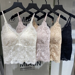 米娅林62810法式 带胸垫聚拢内搭外穿美背 蕾丝V领吊带背心女修身
