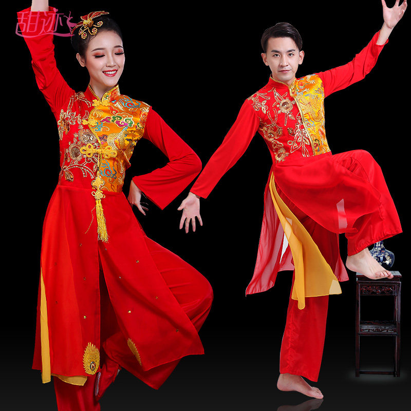 高档打鼓演出服装2026新款女男开场舞龙成人腰鼓中国风鼓舞舞蹈锣