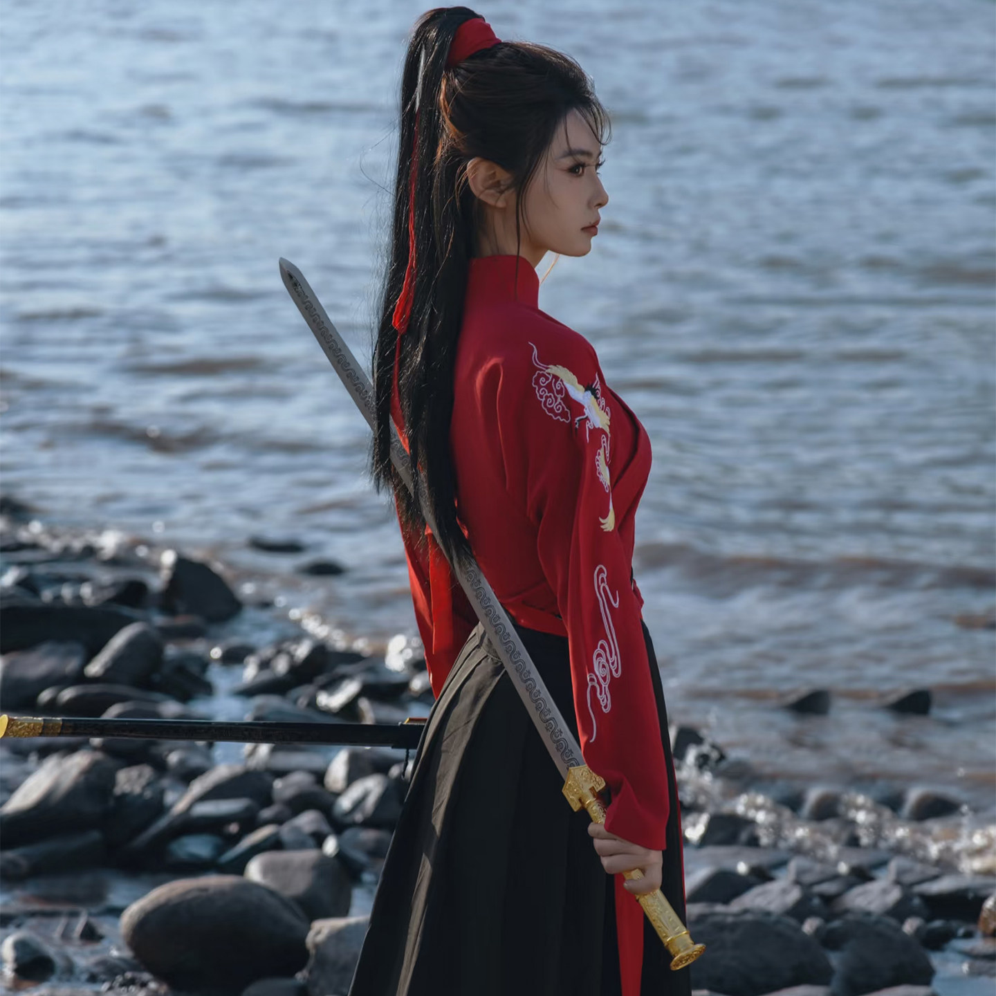 高档汉服古风古装舞蹈花图片
