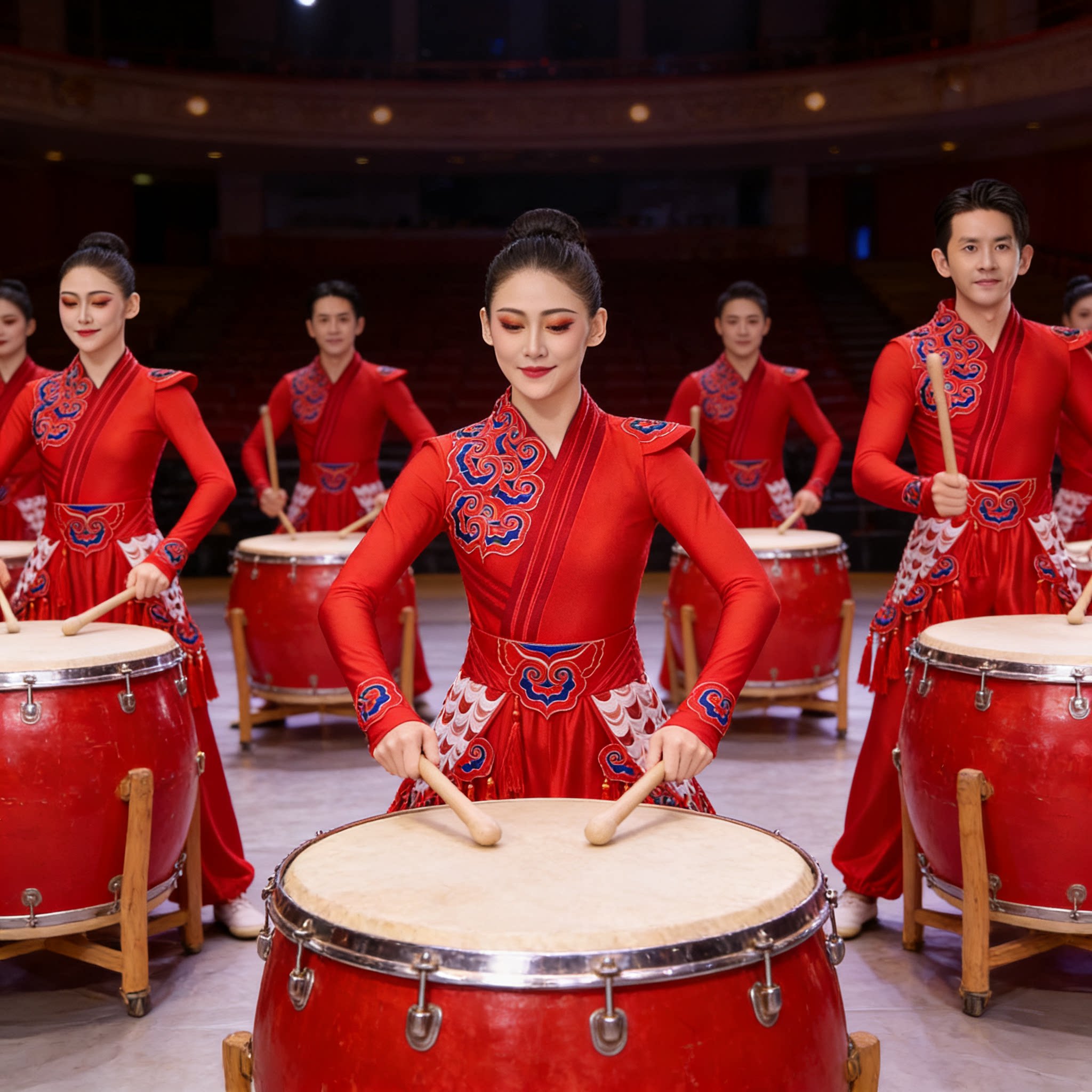 高档打鼓演出服装女男2026新款开场舞龙成人腰鼓威风锣鼓舞蹈表演