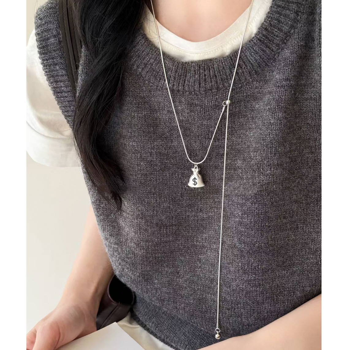 新中式国潮风钱袋子吊坠项链