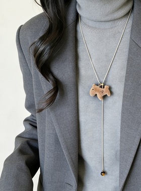 咖色系植绒小马项链秋冬百搭