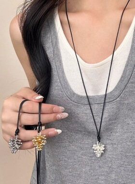 博主同款松果吊坠项链