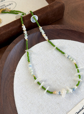 新中式清新绿色彩色手工项链